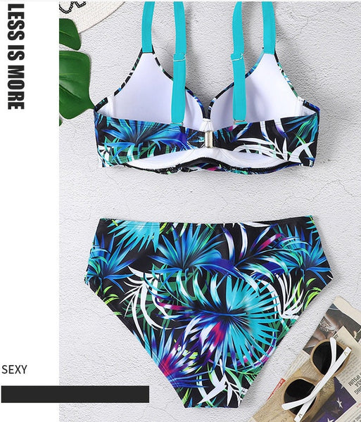 Gather Floral Swimsuits Bikini Swimwear