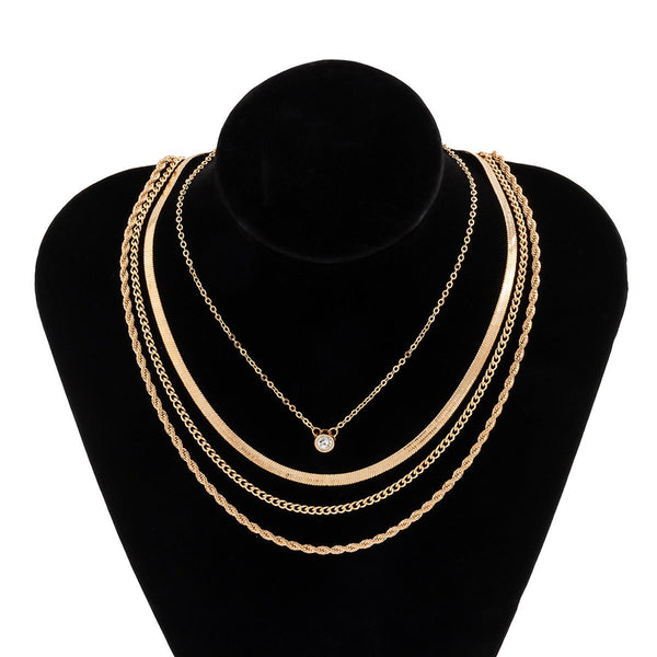Veile Studios Retro Snake Bone Twist Chain Necklace With Rhinestone Pendant For Women Necklaces & Pendants