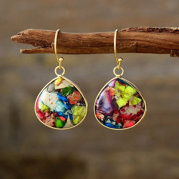 18K Gold Plated Natural Stone Earrings
