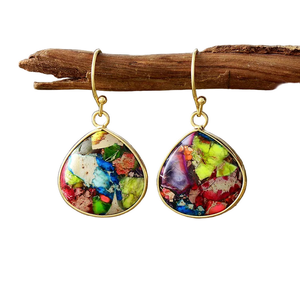 18K Gold Plated Natural Stone Earrings