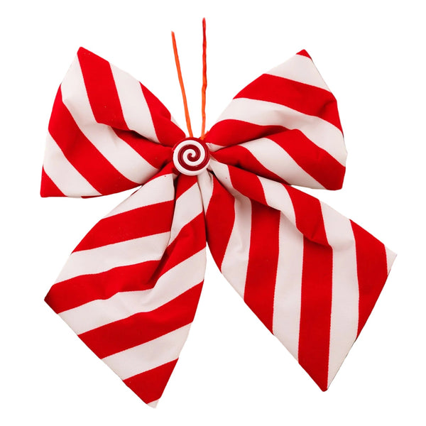 Christmas Decorations With Red And White Striped Bows Seasonal Decorations