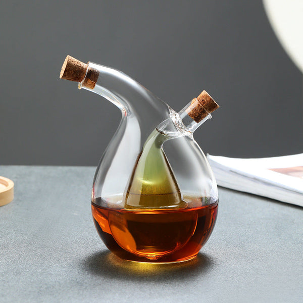 Kitchen Storage Sealed Bottles Double Layer 2 In 1 Glass Oil Vinegar Sauce Seasoning Tools Oil & Vinegar Dispensers