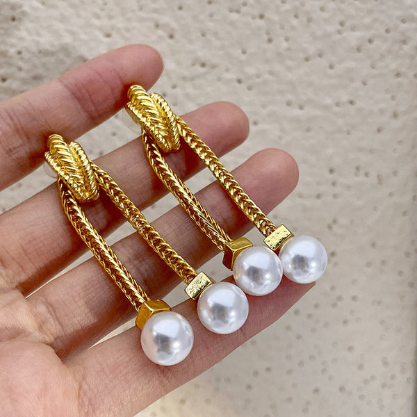 Veile Studios Medieval Golden Chain Fashionable Metal High End Tassel Earrings