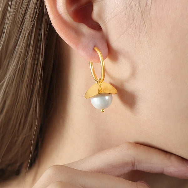 18K Gold Plated Bead Dangle Earrings