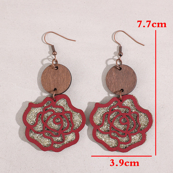 Alloy Rose Shape Dangle Earrings