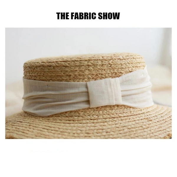 Luna&Dolphin Handmade Women Summer Sun Raffia Straw Hat Uv Protect Big Bowknot Beach Cap Girls Elegant Floppy Top Visor Burr Hats