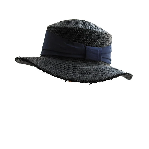 Luna&Dolphin Handmade Women Summer Sun Raffia Straw Hat Uv Protect Big Bowknot Beach Cap Girls Elegant Floppy Top Visor Burr Hats
