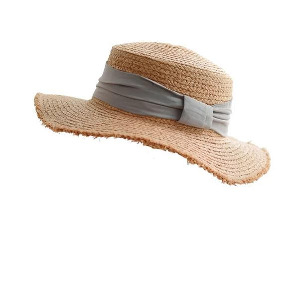 Luna&Dolphin Handmade Women Summer Sun Raffia Straw Hat Uv Protect Big Bowknot Beach Cap Girls Elegant Floppy Top Visor Burr Hats