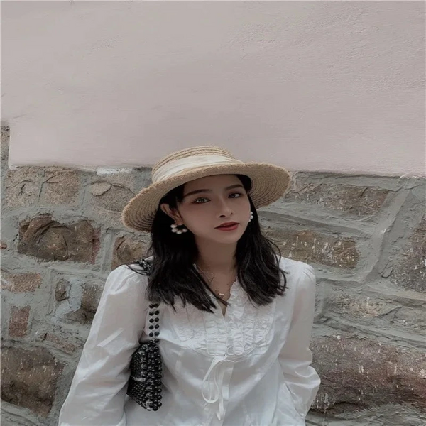 Luna&Dolphin Handmade Women Summer Sun Raffia Straw Hat Uv Protect Big Bowknot Beach Cap Girls Elegant Floppy Top Visor Burr Hats