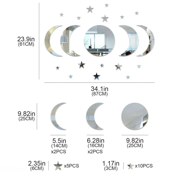 Acrylic Star Moon Shape Wall Sticker Lenses For Decoration In Living Rooms Bedrooms Wall Stickers