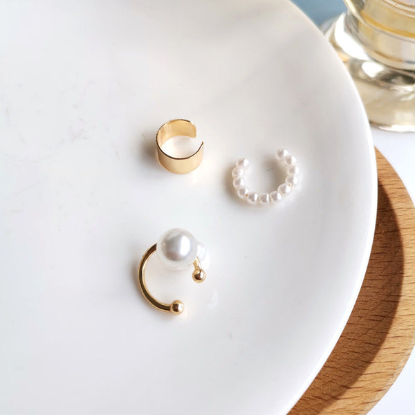 Veile Studios Retro Style Pearl Ear Bone Clip Without Piercing For Women High End Earrings