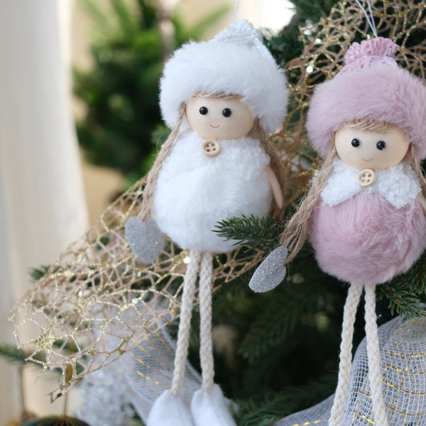 Christmas Angel Doll Decorative Plush Hanging Ornament For Tree Hotel Bar Counter Decoration Gift Box Accessories Seasonal Decorations