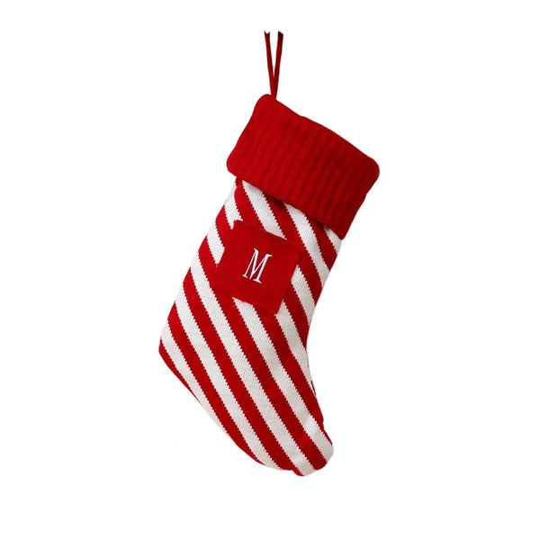 Festive Large Letter Christmas Stocking Red And White Stripe Tree Ornament Creative Holiday Decoration Seasonal Decorations