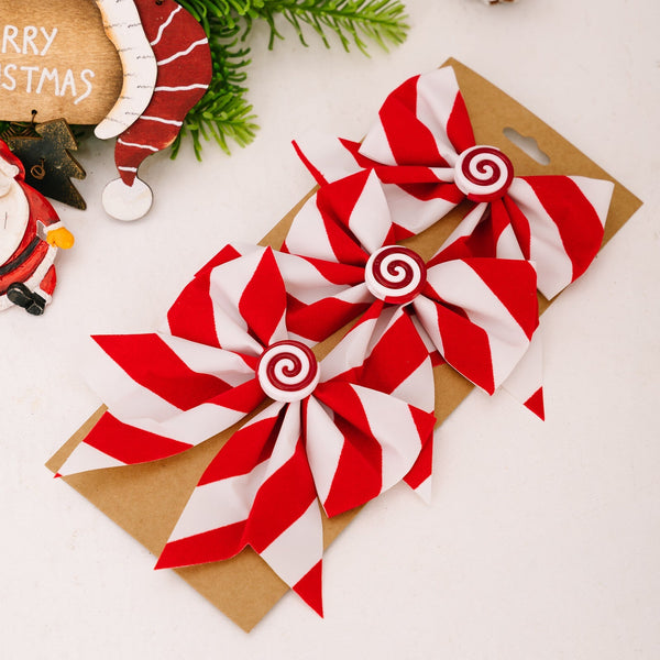 Christmas Bow Tree Ornament Red And White Stripe Candy Window Decoration Seasonal Decorations