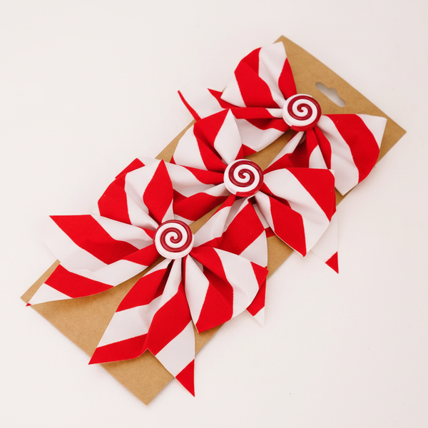 Christmas Bow Tree Ornament Red And White Stripe Candy Window Decoration Seasonal Decorations