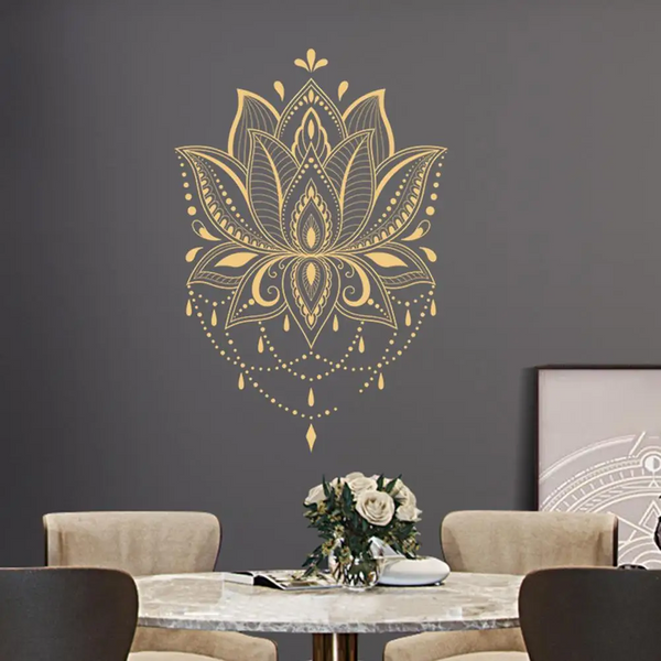 Decal Lotus Shape Removable Pvc Om Sign Meditation Art Vinyl Wall Sticker For Yoga Portable Home Bedroom Simple Delicate Murals Wall Stickers