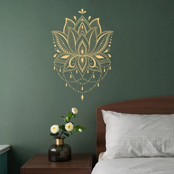 Decal Lotus Shape Removable Pvc Om Sign Meditation Art Vinyl Wall Sticker For Yoga Portable Home Bedroom Simple Delicate Murals Wall Stickers