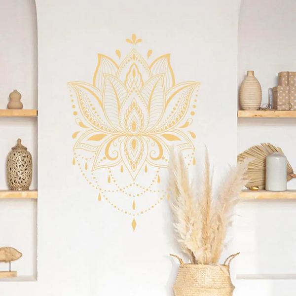 Decal Lotus Shape Removable Pvc Om Sign Meditation Art Vinyl Wall Sticker For Yoga Portable Home Bedroom Simple Delicate Murals Wall Stickers