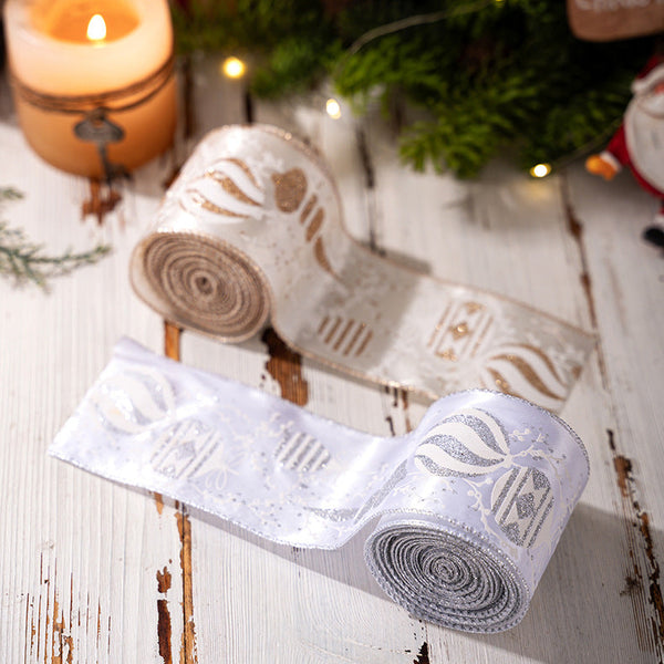 Christmas Tree Ribbon Roll Diy Decorative Bow Satin Silver Decoration Seasonal Decorations