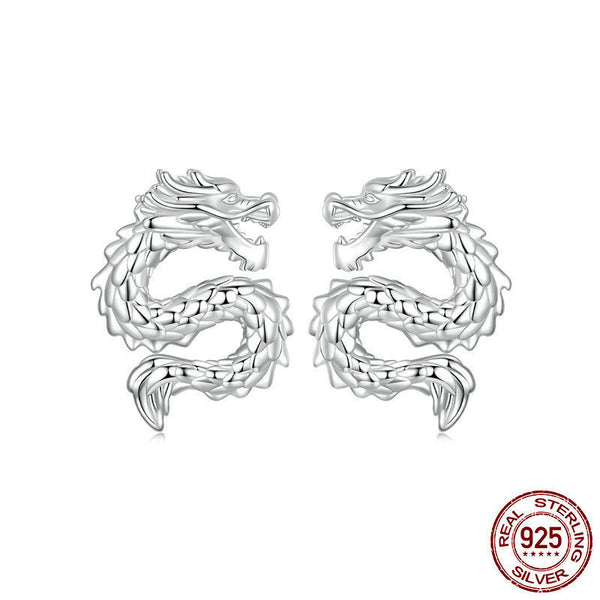 Veile Studios Silver Charm Chic Style Flying Dragon Pure Ear Studs Jewellery Earrings