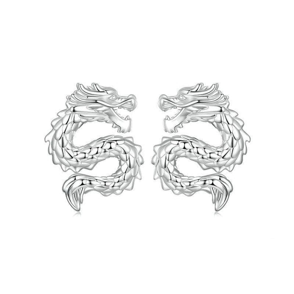 Veile Studios Silver Charm Chic Style Flying Dragon Pure Ear Studs Jewellery Earrings