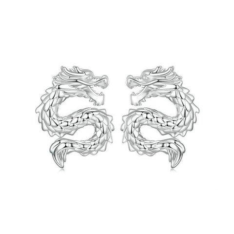 Veile Studios Silver Charm Chic Style Flying Dragon Pure Ear Studs Jewellery Earrings