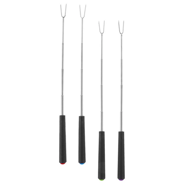 4 Pcs Telescopic Barbecue Fork Stainless Steel Forks Skewers Roasting Portable Bbq Kabob Marshmallow Sticks Fire Pit Barbecue Tools