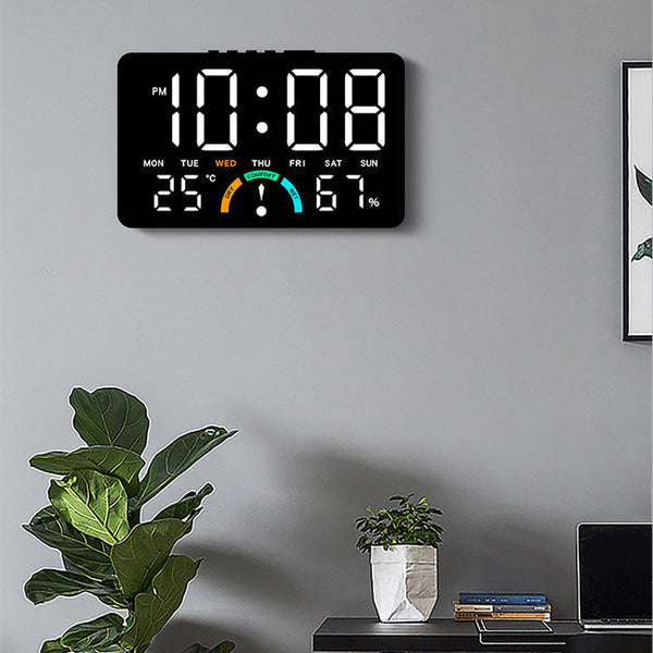 Digital Alarm Clock With Temperature & Humidity Display Dual Snooze Alarm Clocks & Clock Radios