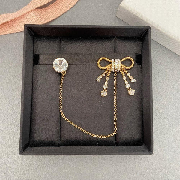 Veile Studios Bow Tassel Brooch Brass Gold Temperament For Accessories Brooches