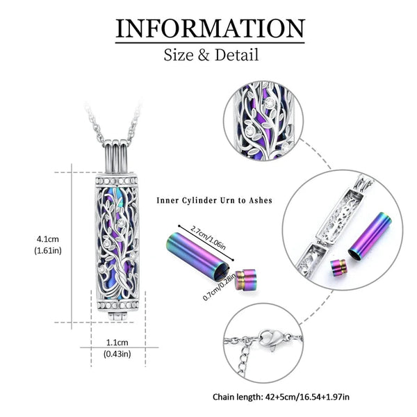Veile Studios 1Pc Cremation Jewelry Cylinder Urn Necklace For Ashes Memorial Keepsake Necklaces & Pendants