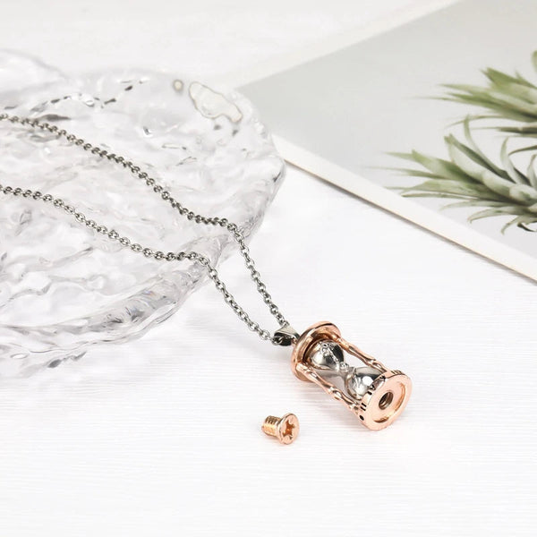 Veile Studios Hourglass Urn Necklace Glass Ashes Keepsake Jewelry For Family Pet Necklaces & Pendants
