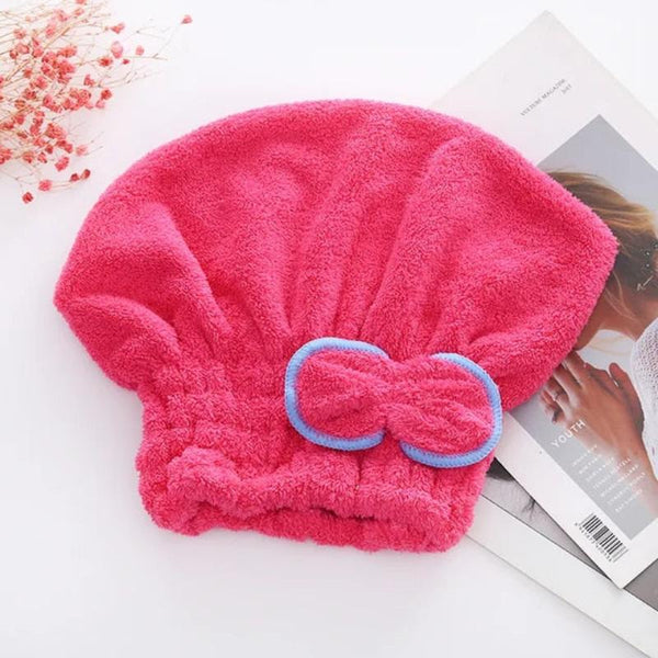 Hair Bonnets Red Microfibre Quick Drying Bath Towels For Womens Shower Hat Towels & Washcloths