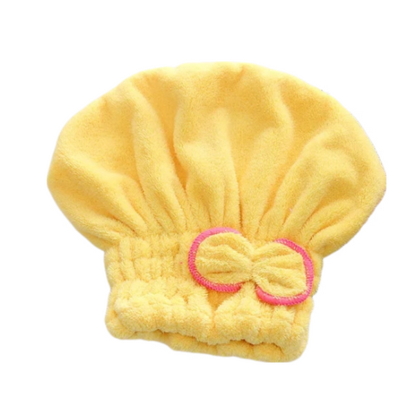 Hair Bonnets Yellow Microfibre Quick Drying Bath Towels For Women Shower Hat Towels & Washcloths