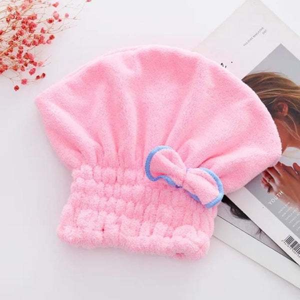 Hair Bonnets Pink Microfibre Quick Drying Bath Towels For Women Shower Hat Towels & Washcloths