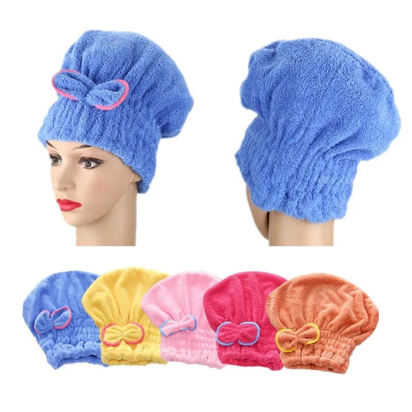 Hair Bonnets Yellow Microfibre Quick Drying Bath Towels For Women Shower Hat Towels & Washcloths