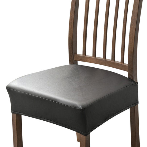 Chair Cover Black Pu Leather Seat Slipcover For Kitchen Hotel Banquet Dining Living Room Slipcovers