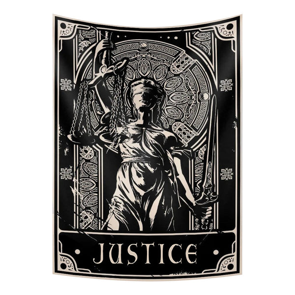 Tapestry Black Justice Statue 150X150 Cm Bohemian Decoration Tapestries