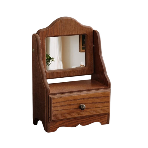 Elosung Square Tabletop Vanity Mirror With Drawer Elegant Design Makeup Mirrors