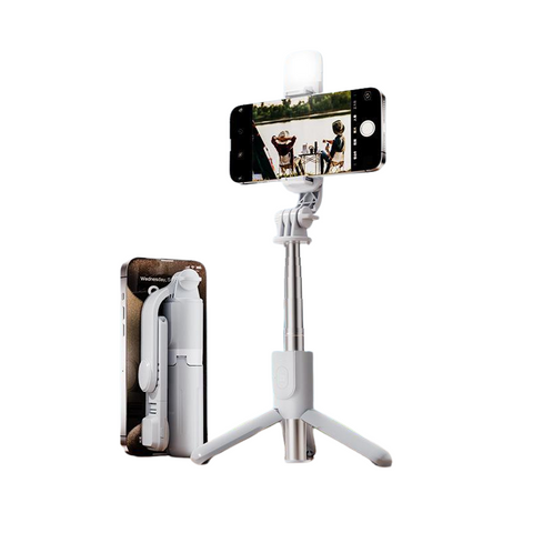 Elosung White With Light Selfie Stick Tripod Bluetooth Remote Compact And Selfie Sticks