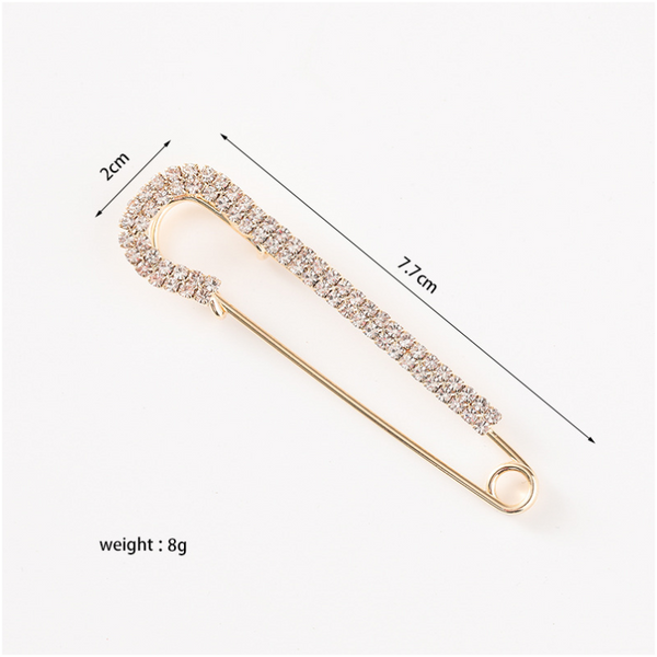 Veile Studios One Line Set Brooch Double Headed Pearl Zircon Anti Glare Large Safety Pin Brooches
