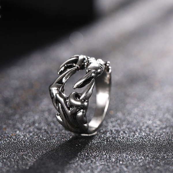 Mens Domineering Open Dragon Claw Ring Punk Chrome Jewelry Titanium Steel Rings