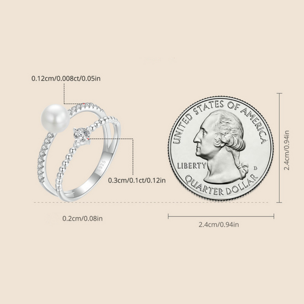 Veile Studios Original Natural Freshwater Pearl Moissanite Ring In 925 Pure Silver Rings