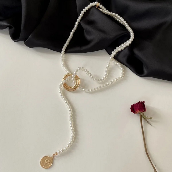 Veile Studios Pearl Pendant Necklace For Women Beaded Long Tassel Sweater Collar Chain Necklaces & Pendants