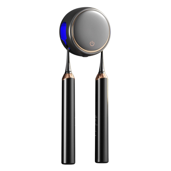 Elosung Black Round Uv C Toothbrush Sterilizer Holder With Drying Function Dual Slot Wall Mounted Design Usb Rechargeable Compact Tumblers & Toothbrus