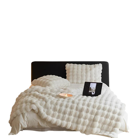 White Tuscan Imitation Thick Fur Blanket For Beds Sofa 160X200cm Blankets