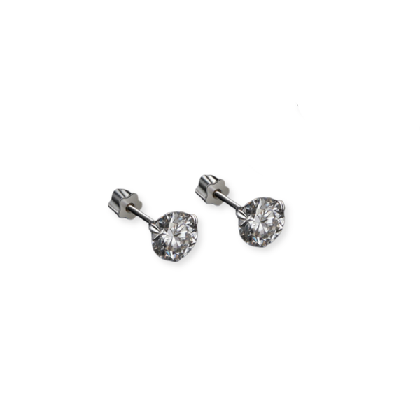 Silver Charm Simple Elegant Sparkling Moissanite Three Claw Design Earrings
