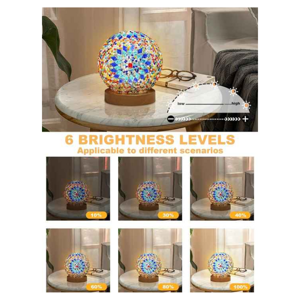 Elosung Blue Handmade Mosaic Glass Lamp Vibrant Decorative Table Light Lamps