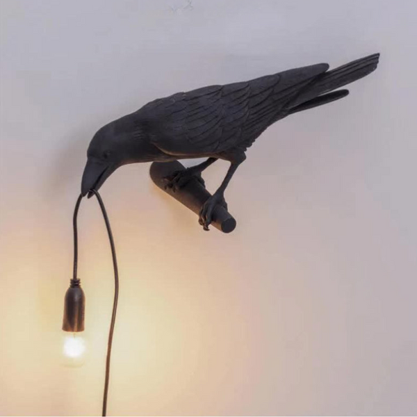 Elosung Black Bird Right Wall Lamp Nordic Resin Creative Animal Bedside Decorative Usb Night Light Stylish Perched For Bedroom And Living Room Lamps