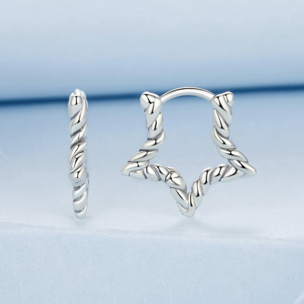 Veile Studios Silver Charm Original Star Texture Element Ear Buckle Female Classic Pentagram S925 Pure Earrings