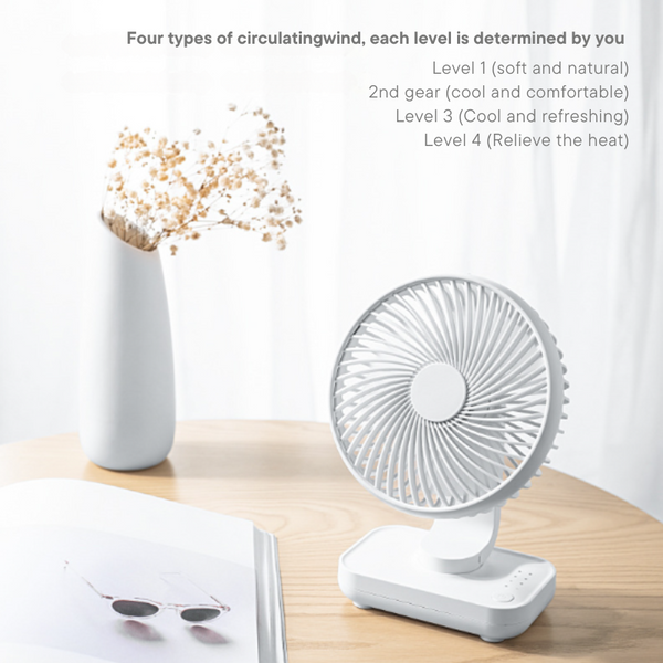White Mini Fan Compact Quiet And Rechargeable For Personal Cooling Portable Fans